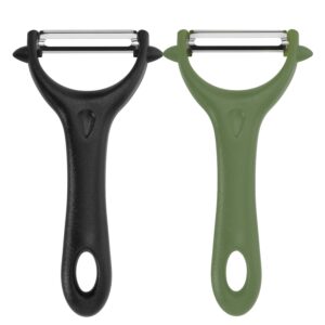 MaisonVerve Lot de 2 Éplucheur Universel, Econome Legumes Inox Eplucheur Manuel Pomme de Terre Poignée Ergonomique